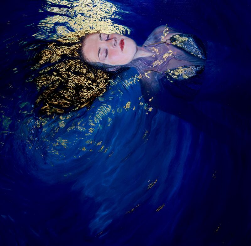 Golden Ocean Reflection - Floating  - a Paintings by Alexandra Telgmann